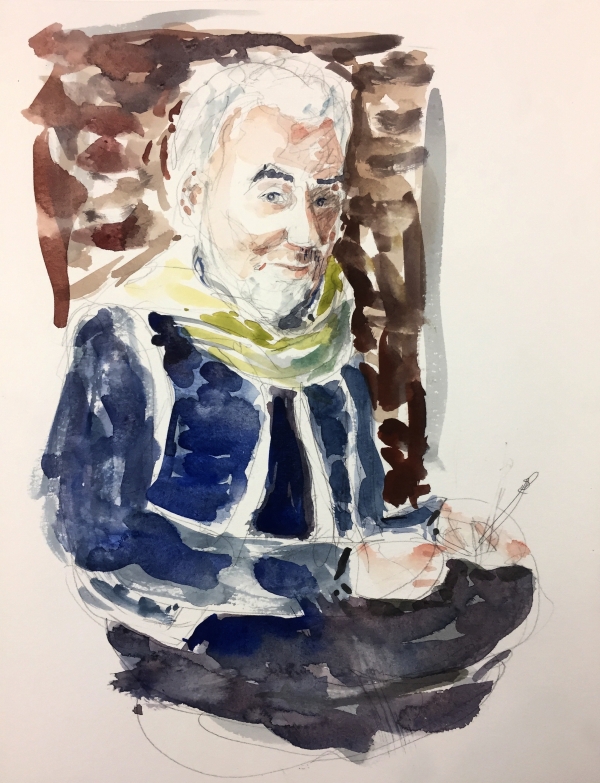 Doug Haynes self portrait, watercolor, 2020. Doug Haynes.