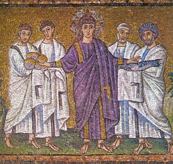 오병이어의 기적을 행하는 그리스도, c.504, 모자이크, 테오도리쿠스 시기
