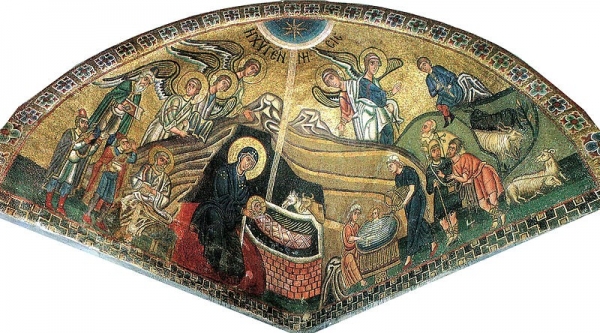 탄생(Nativity), 11c, Monastery Church of Hosios Loukas, Boeotia, Greece